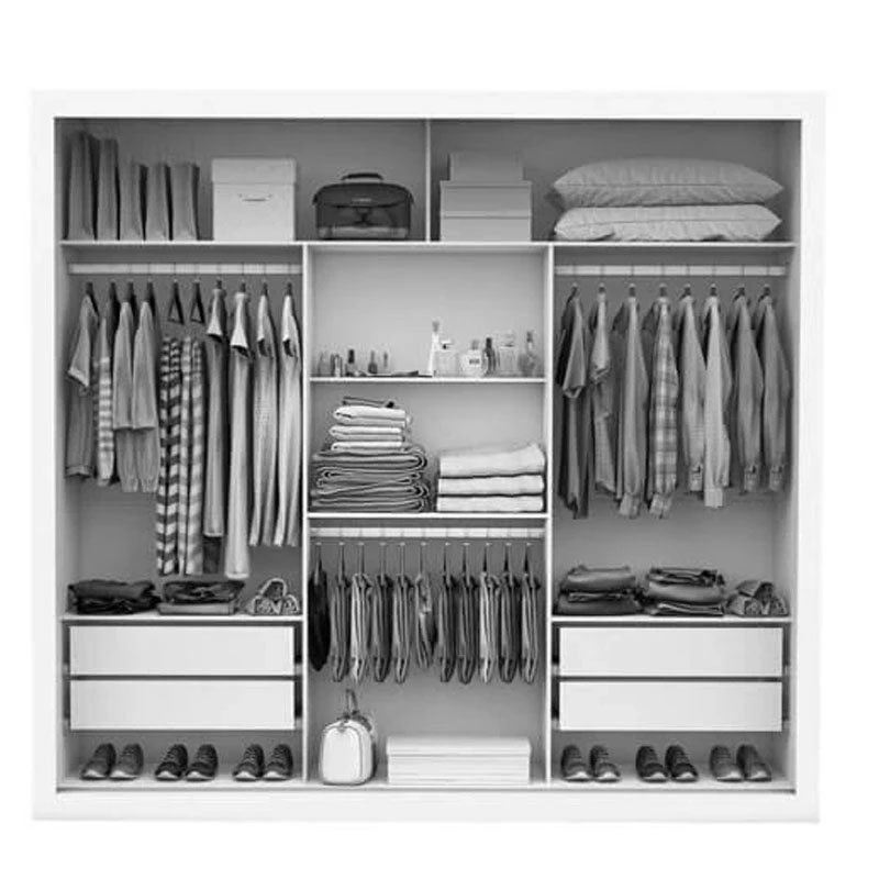 Guarda-roupa Casal Veneza Premium Larg. 1.88m 3 Portas C/ 3 Espelho 4 Gavetas Branco Carioca - Imagem 2