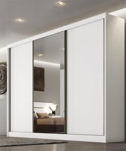 Roupeiro Casal Sollo Plus Branco 3 Portas 8 Gavetas C/ 1 Espelho 100% MDF Larg. 2.73m - Novo Horizonte