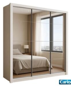 Guarda-roupa Casal Veneza Premium Larg. 1.88m 3 Portas C/ 3 Espelho 4 Gavetas Branco Carioca
