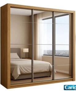 Guarda-roupa Casal Veneza Premium Larg. 1.88m 3 Portas C/ 3 Espelho 4 Gavetas Cinamomo Carioca