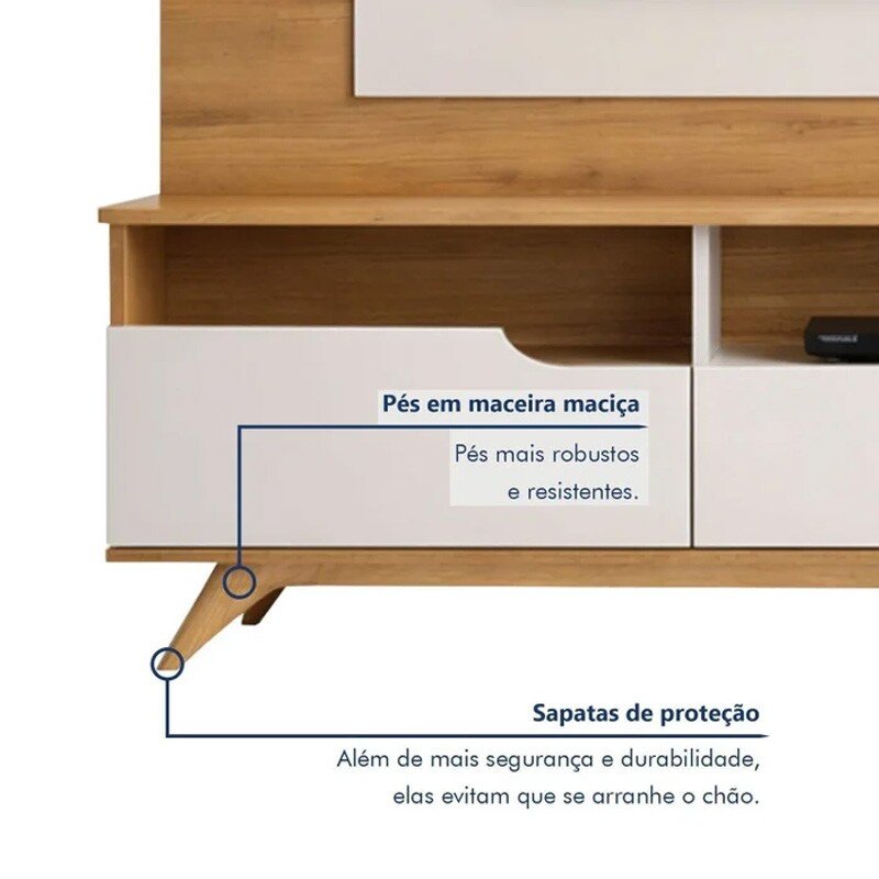 Home Theater Diplomata Cinamomo/Off White Larg. 2.00m para TV até 60'' - Valdemóveis - Imagem 3
