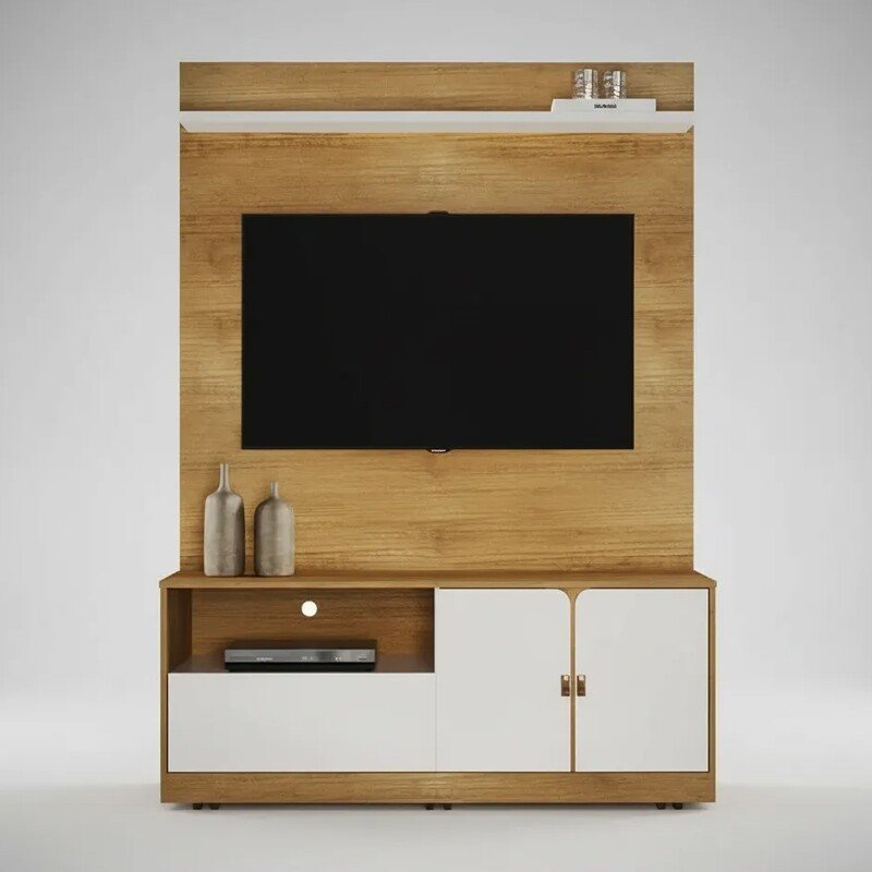 Home Theater Monza Cinamomo/Off White Larg. 1.30m para TV's até 55'' - Valdemóveis - Imagem 2