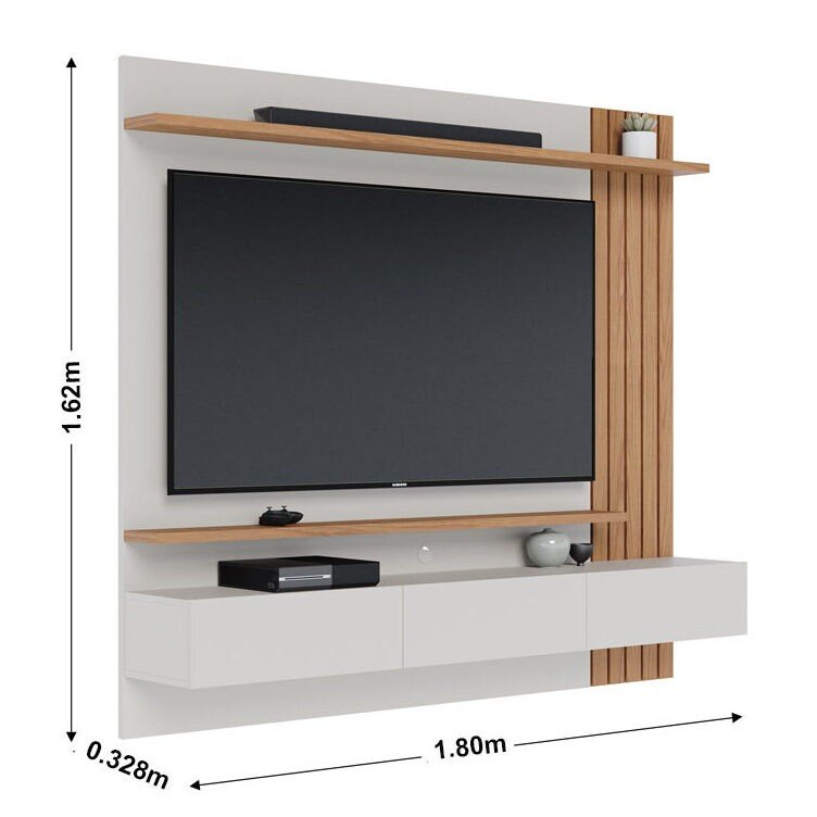 Home Suspenso Juriti Larg. 1.80m Off White Matte/Freijó para TV até 70" - Colibri - Imagem 6