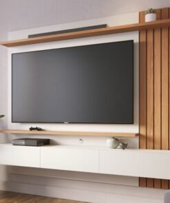Home Suspenso Juriti Larg. 1.80m Off White Matte/Freijó para TV até 70" - Colibri
