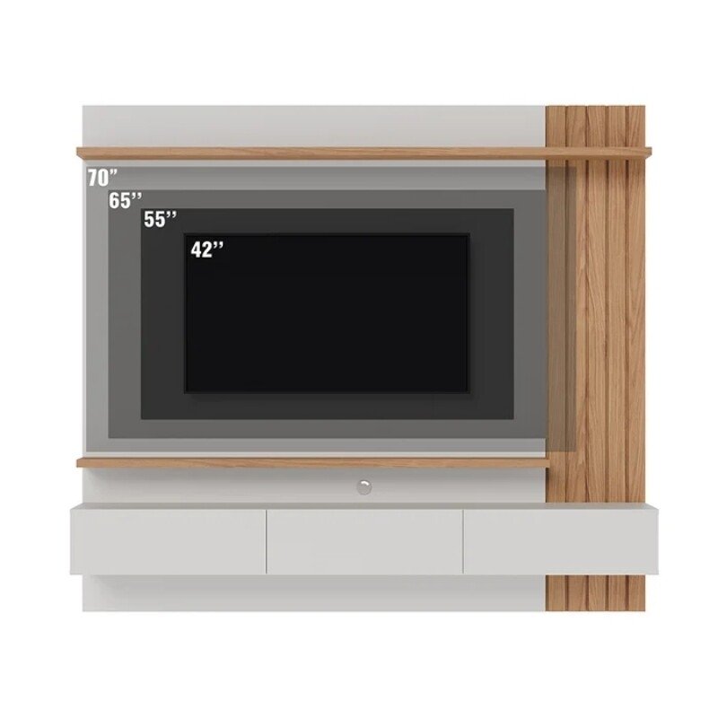 Home Suspenso Juriti Larg. 1.80m Off White Matte/Freijó para TV até 70" - Colibri - Imagem 3