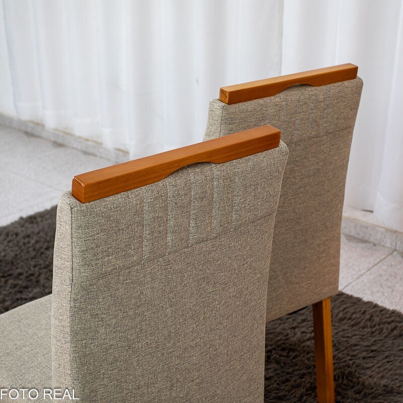 Mesa de Jantar Bali 120×80 Vidro Off/Base Madeira + 4 Cad. Atlanta Linho Bege Cru Madeira Minas Plac - Entregue Montada - Imagem 13