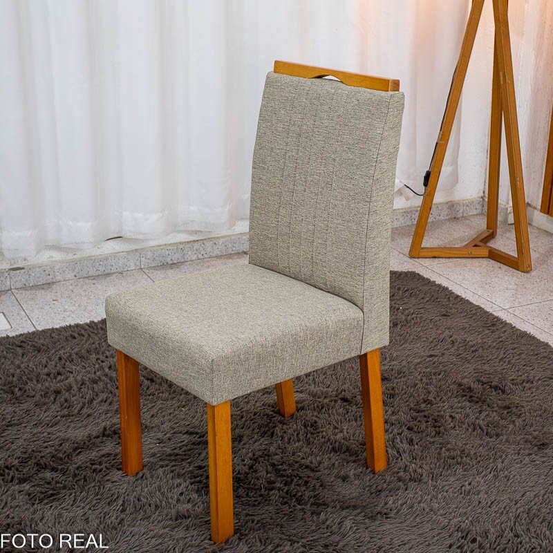 Mesa de Jantar Bali 120×80 Vidro Off/Base Madeira + 4 Cad. Atlanta Linho Bege Cru Madeira Minas Plac - Entregue Montada - Imagem 14