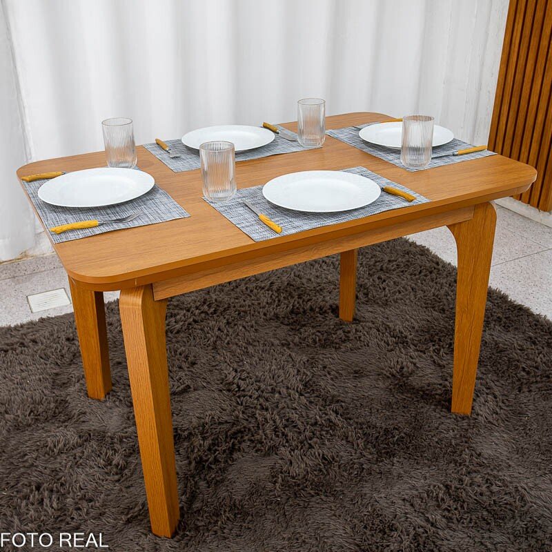 Mesa de Jantar Londrina 120x80 Cinamomo Rufato + 4 Cad. Dubai Linho Bege Madeira - Art Assento - Imagem 4