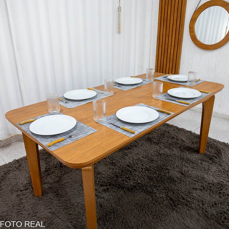 Mesa de Jantar Londrina 180x90 Cinamomo Rufato + 6 Cad. Isabela Linho Cinza 05 Madeira - KM Decor - Imagem 9