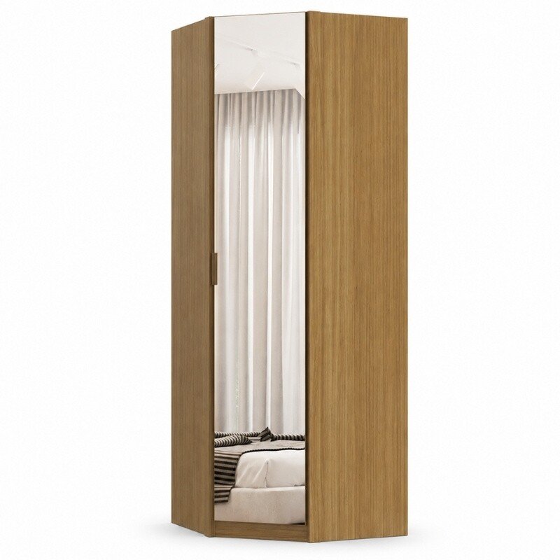 Modulado Cumaru/Fendi Fosco 1 Roupeiro Moderni 4 Pts + 2 Criado Rizon + 1 Canto Oblíquo Rizon C/Espelho + 1 Aéreo 3 portas Rizon - Novo Horizonte - Imagem 12