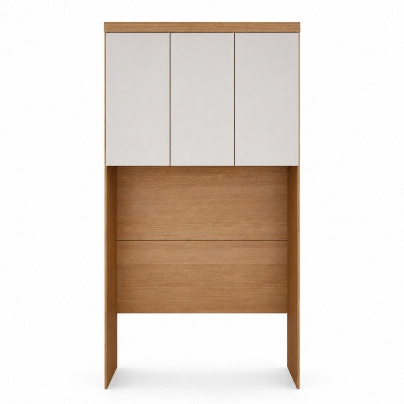 Modulado Cumaru/Fendi Fosco 1 Roupeiro Moderni 4 Pts + 2 Criado Rizon + 1 Canto Oblíquo Rizon C/Espelho + 1 Aéreo 3 portas Rizon - Novo Horizonte - Imagem 4