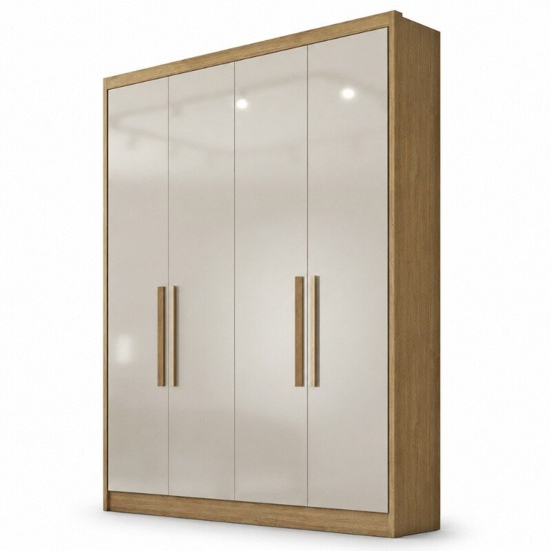 Modulado Cumaru/Fendi Fosco 1 Roupeiro Moderni 4 Pts + 2 Criado Rizon + 1 Canto Oblíquo Rizon C/Espelho + 1 Aéreo 3 portas Rizon - Novo Horizonte - Imagem 9