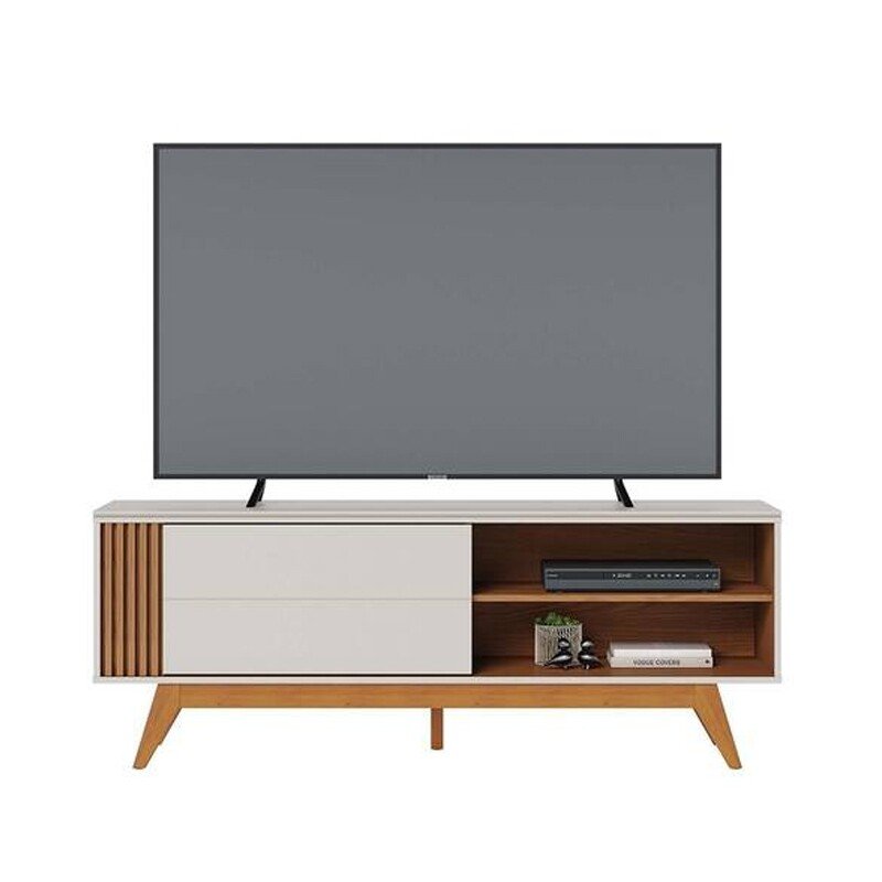 Rack Bancada Otawa Larg. 1.60m Off/Freijó para TV até 65" - Colibri - Imagem 2