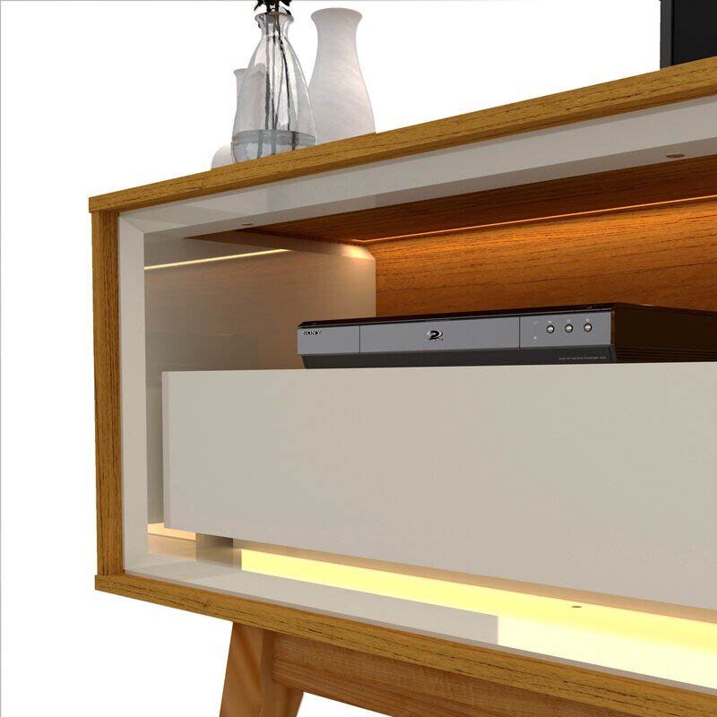 Rack Requinte Larg. 2.12m Naturale/off C/ Led 100% MDF para TV até 75" - Gelius - Imagem 2
