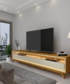 Rack Requinte Larg. 2.12m Naturale/off C/ Led 100% MDF para TV até 75" - Gelius