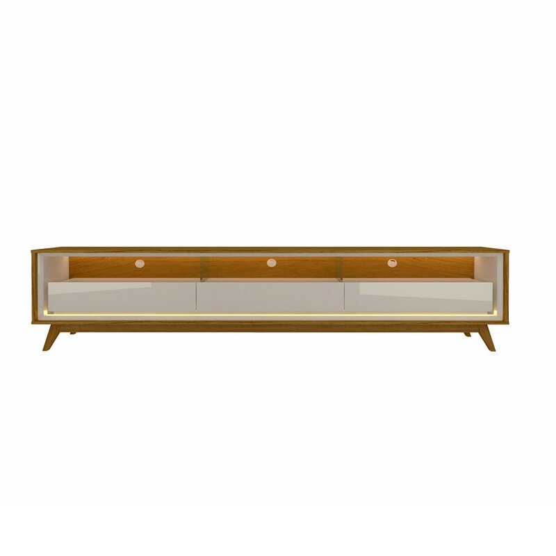 Rack Requinte Larg. 2.12m Naturale/off C/ Led 100% MDF para TV até 75" - Gelius - Imagem 6