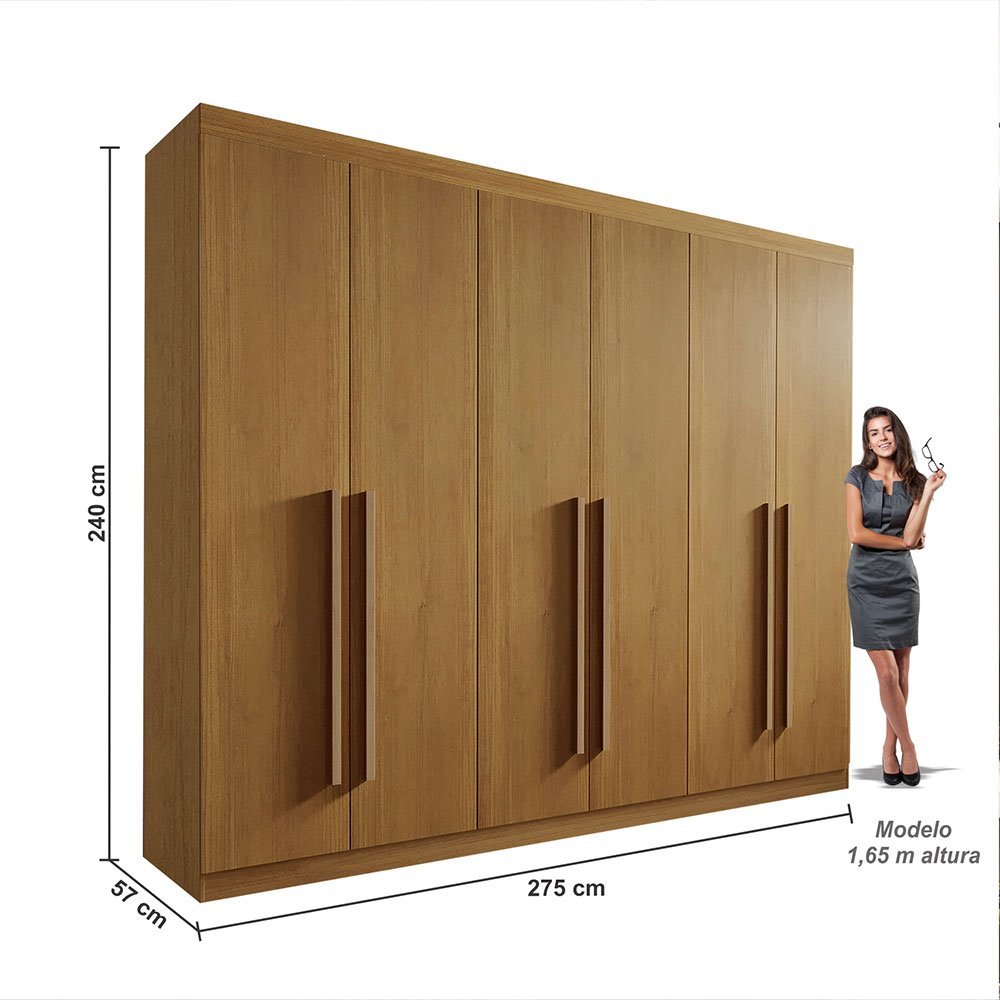 Roupeiro Da Vinci Plus 6 Portas Cinamomo Larg. 2.75m - D Doro - Imagem 4