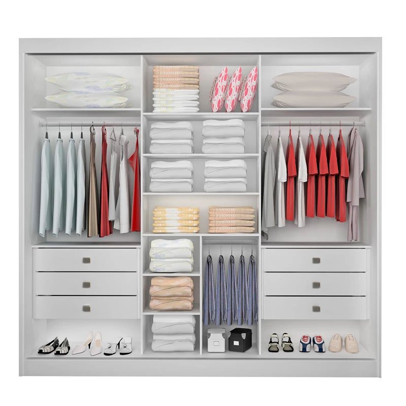 Roupeiro Los Angeles Branco C/ Detalhe Ripado 100% MDF Larg. 2.73m - D Doro - Imagem 2