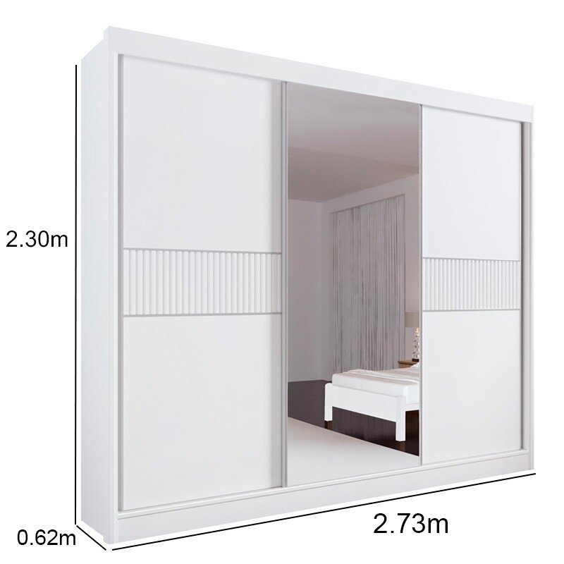 Roupeiro Los Angeles Branco C/ Detalhe Ripado 100% MDF Larg. 2.73m - D Doro - Imagem 3