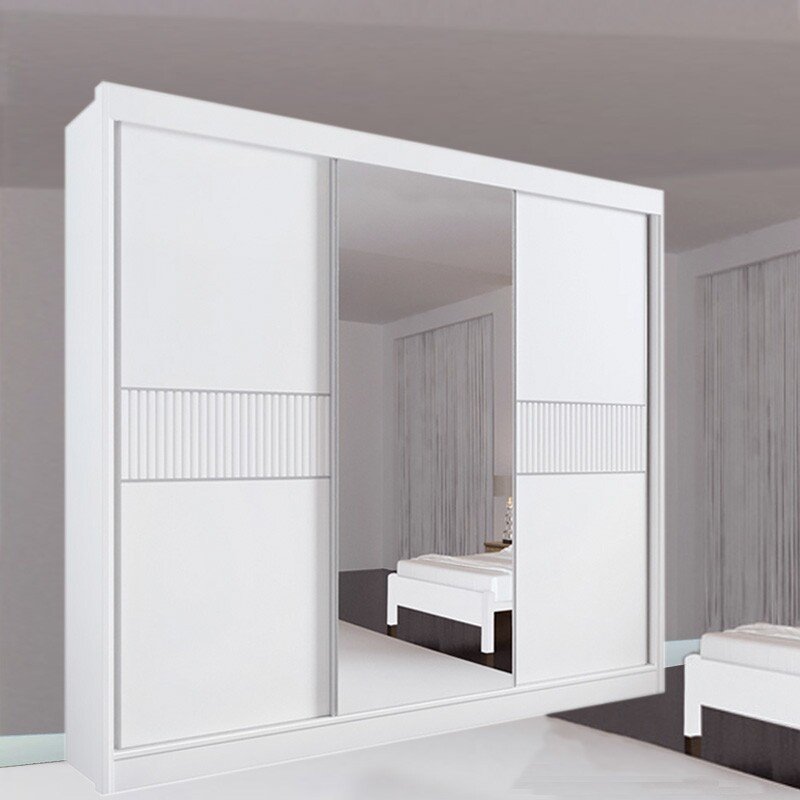 Roupeiro Los Angeles Branco C/ Detalhe Ripado 100% MDF Larg. 2.73m - D Doro