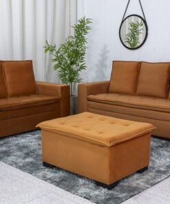 Sofá 3 e 2 lugares França com Puff Veludo Terracota A62