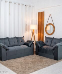 Sofá 3 e 2 lugares Petra Veludinho Cinza 605/502