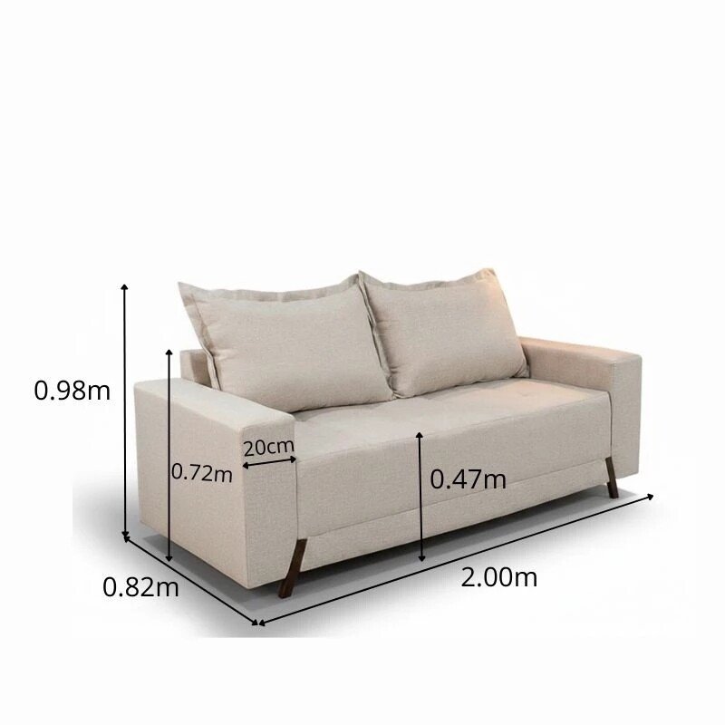 Sofá 3 lug. 8100 2.00m Linho Bege 24 + Rack Magnífico 212 Larg. 2.18m + Painel Magnífico 220 Nature/Off C/LED e Ripado TV até 85" - Gelius - Imagem 2