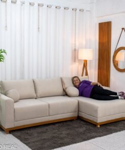 Sofá 3 Lug. Armênia C/Chaise Larg. 2.50m Linho Bege A57