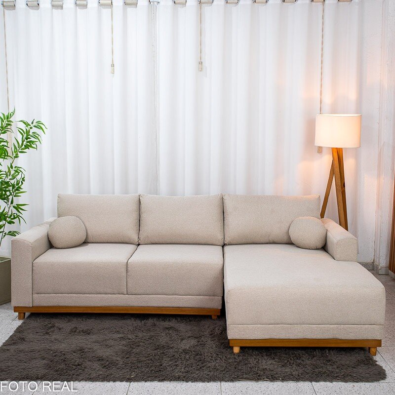 Sofá 3 Lug. Armênia C/Chaise Larg. 2.50m Linho Bege A57 - Imagem 4