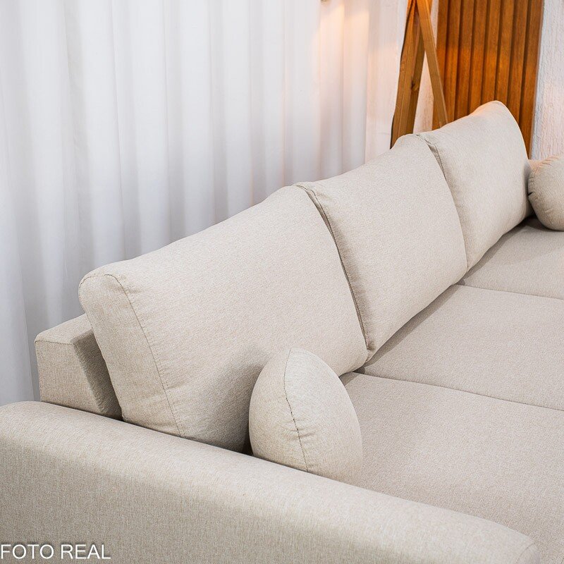 Sofá 3 Lug. Armênia C/Chaise Larg. 2.50m Linho Bege A57 - Imagem 5
