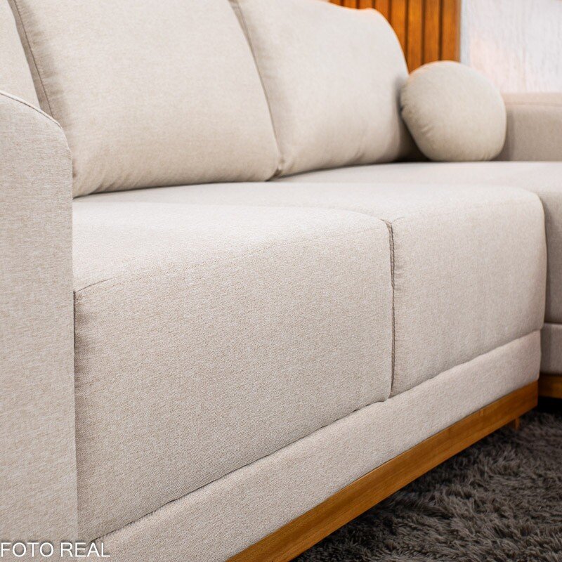 Sofá 3 Lug. Armênia C/Chaise Larg. 2.50m Linho Bege A57 - Imagem 9