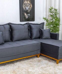 Sofá 3 Lug. Milão C/Chaise Lado Esquerdo Veludo Cinza 814 Larg. 2.30m - Molas Ensacadas
