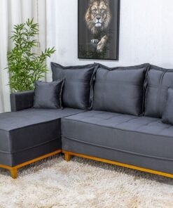 Sofá 3 Lug. Milão C/Chaise Lado Direito Veludo Cinza 814 Larg. 2.30m - Molas Ensacadas