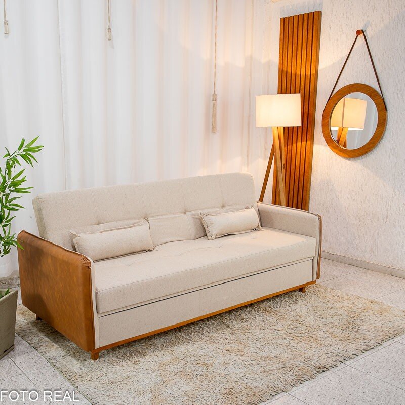 Sofá Cama Ipanema Baú Linho Bege 2274 Larg. 2.05m