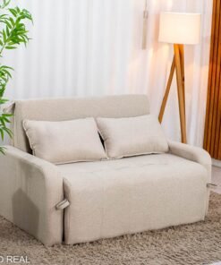 Sofá Cama Amora New Larg. 1.37m Linho Bege 488