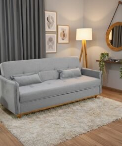 Sofá Cama Ipanema com Baú Linho Cinza 2275 - Larg. 2.05m