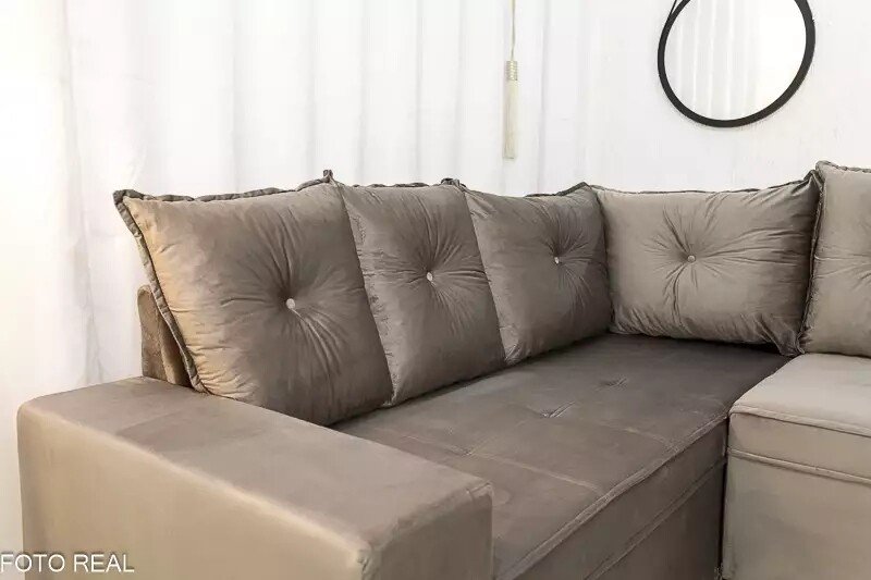 Sofá Canto 5 lugares Cuiabá Veludo Cinza 813 - Imagem 3