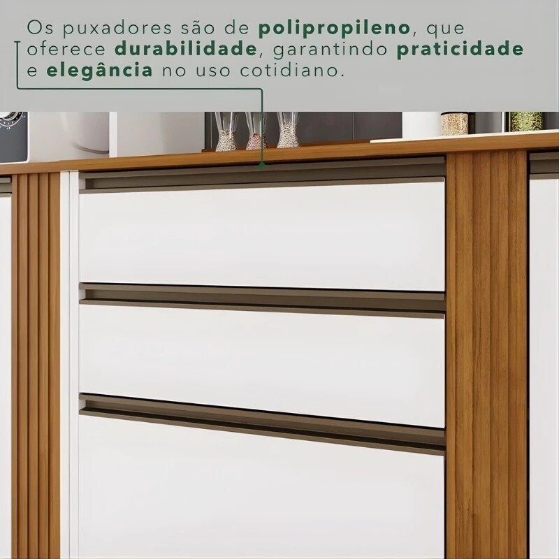 Torre Quente Cozinha Pérola + Balcão 1.20m + Aéreo 2 Portas 1.20m Branco/Cinamomo - Sallêto - Imagem 7