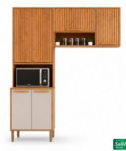 Torre Quente Flórida + Armário Aéreo Florida Ripado 1.20m Cinamomo/Off - Sallêto